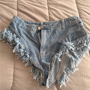 SHEIN Frayed Denim Bike Shorts